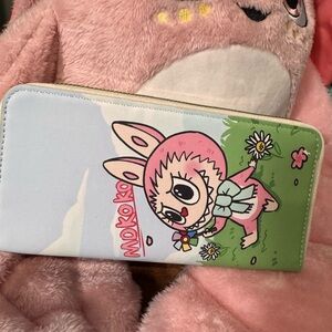 Pop Mart "The Monsters" series zip-around wallet featuring the character Mokoko